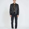 Men John Richmond Outerwear | Leather Jacket With Application On The Back Black