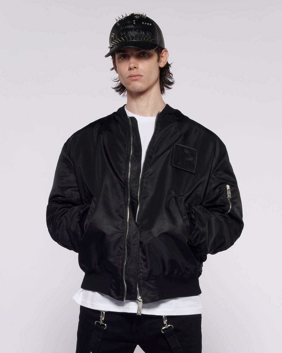 Archives John Richmond John Richmond | Striped Bomber Jacket With Logo On The Front Black