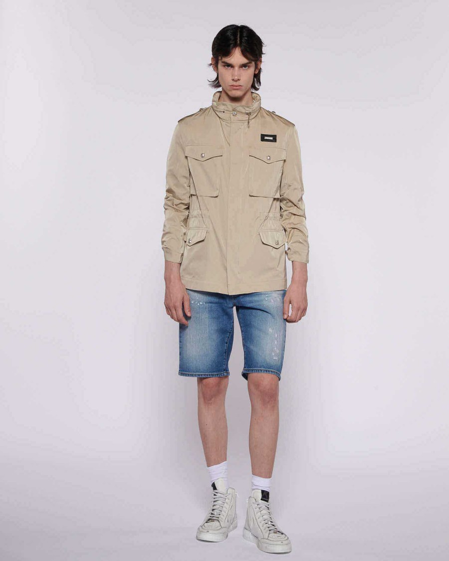 Archives John Richmond John Richmond | Jacket With Logo And Front Pockets Beige