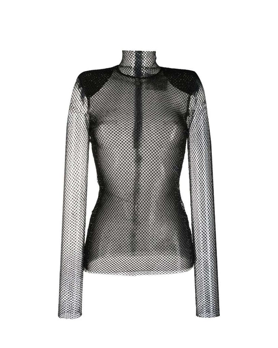 Women John Richmond Tops And Bodysuits | Transparent Glitter Top Black