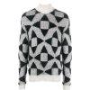 Men John Richmond Knitwear | Turtleneck Sweater With Contrasting Pattern White Black