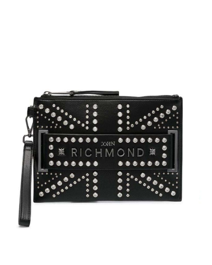 Accessories & Parfums John Richmond | Clutch Bag With Logo And Studs Black