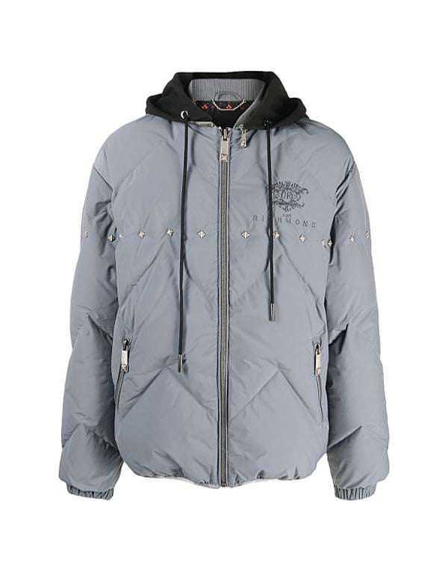 Men John Richmond Outerwear | Down Jacket With Jr Logo Grey