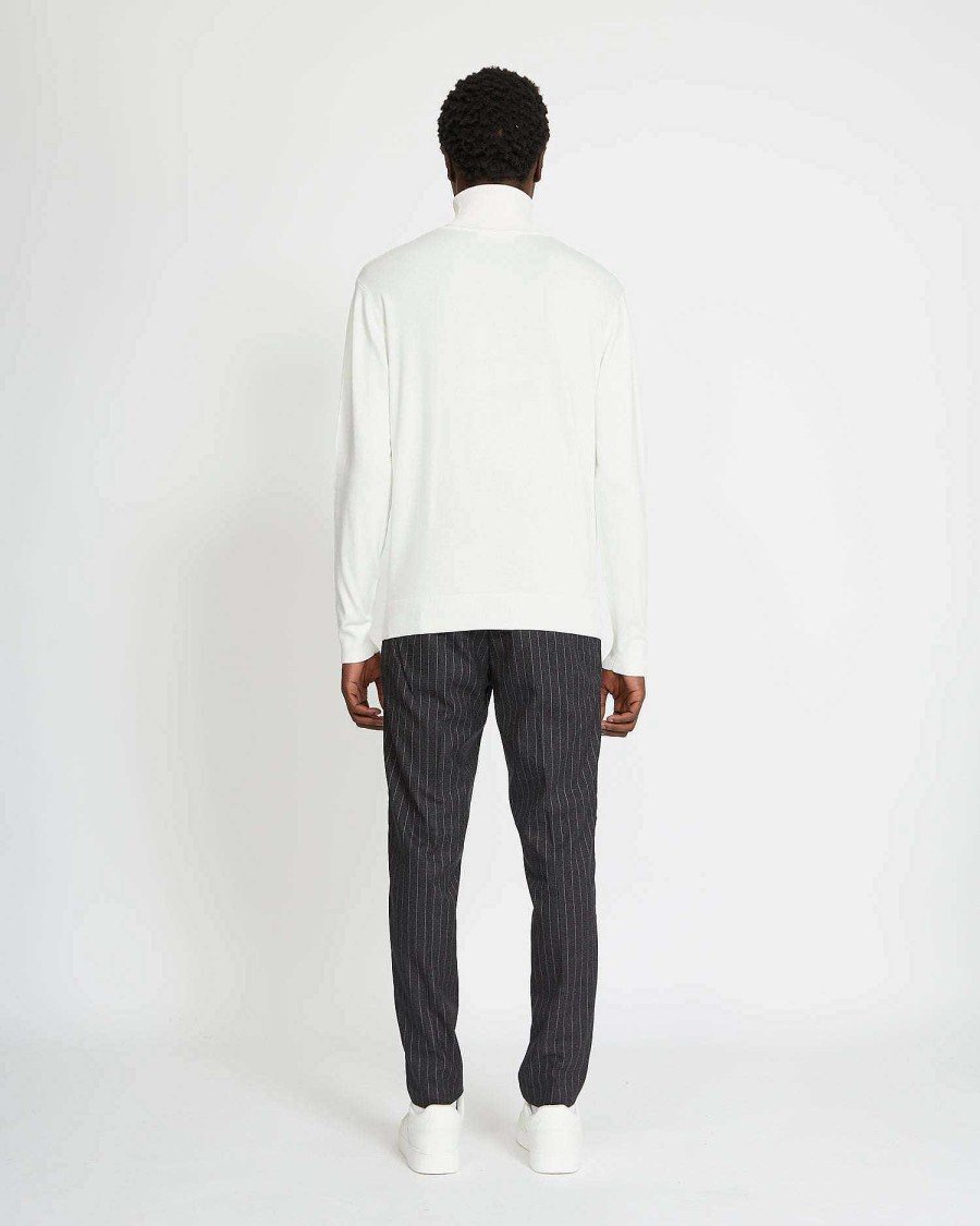 Men John Richmond Knitwear | Turtleneck Sweater With Contrasting Edges White