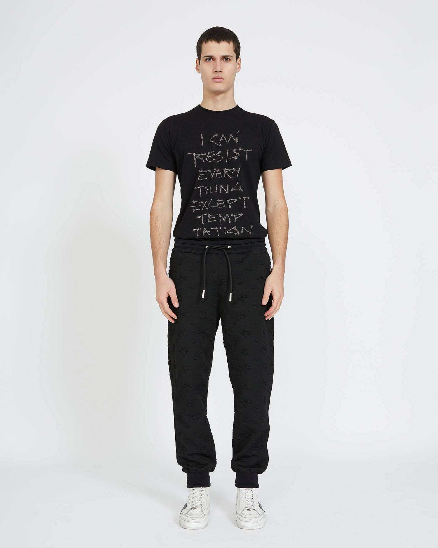 Men John Richmond Trousers | Jogging Pants With Contrast Pattern Black