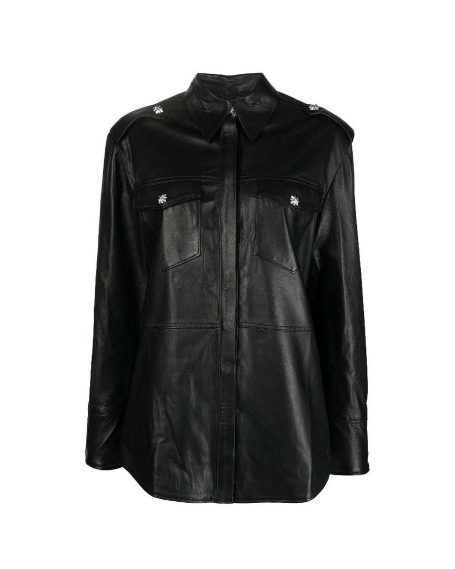 Women John Richmond Shirts And Blouses | Leather Shirt With Front Pockets Black