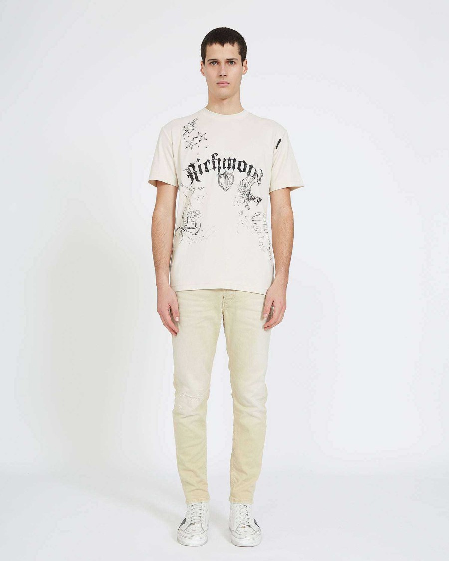 Men John Richmond T-Shirts | T-Shirt With Logo And Print Ivory