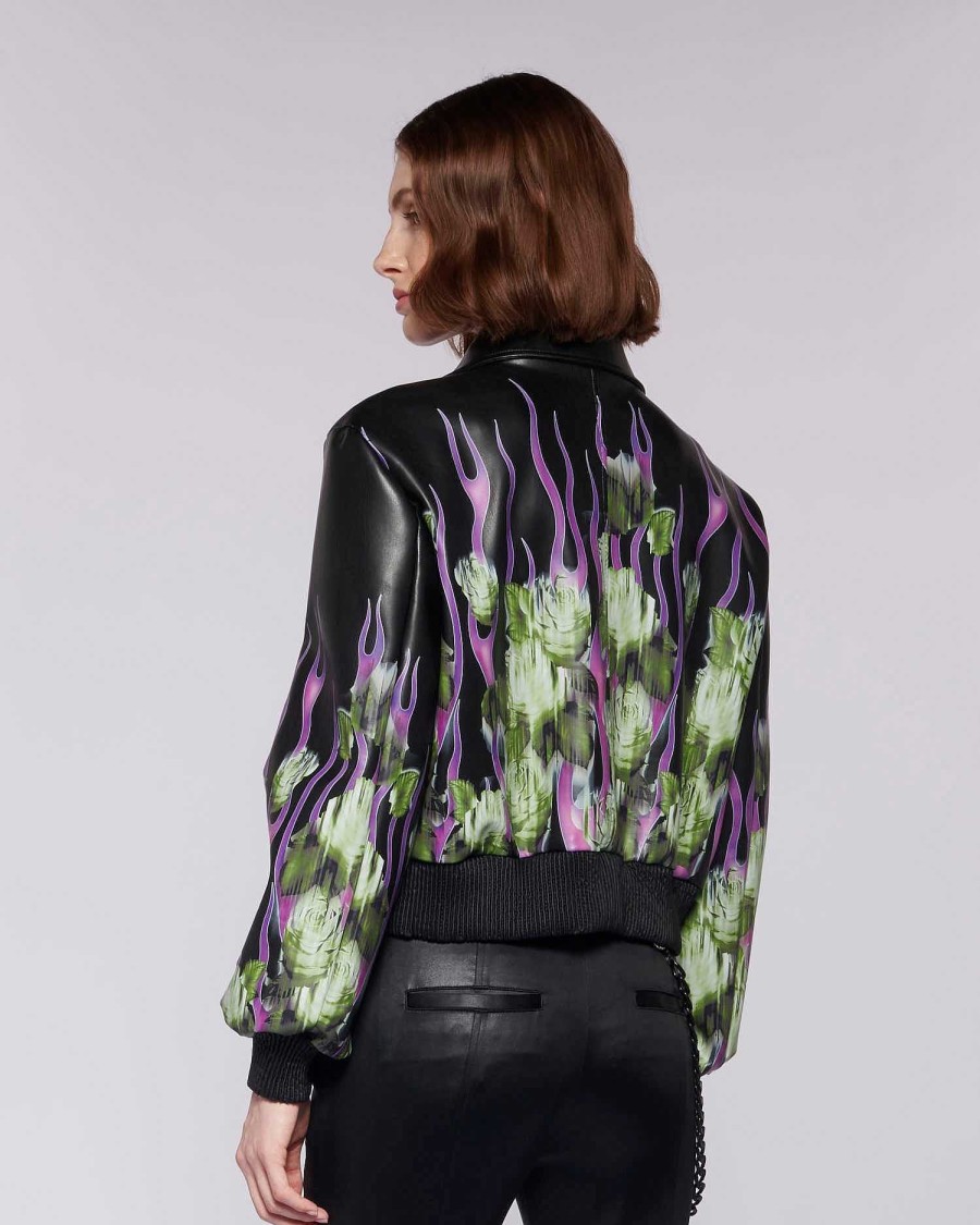 Archives John Richmond John Richmond | Leather Effect Jacket With Pattern Black