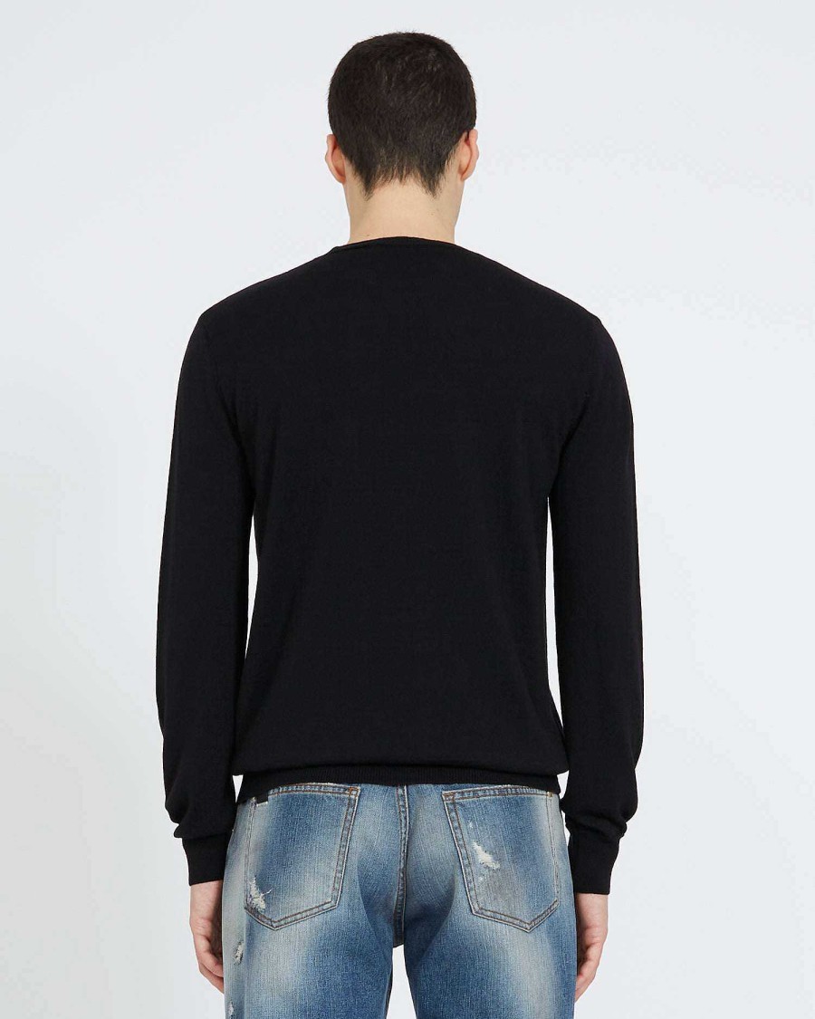 Men John Richmond Knitwear | Knit With Contrasting Edges Black