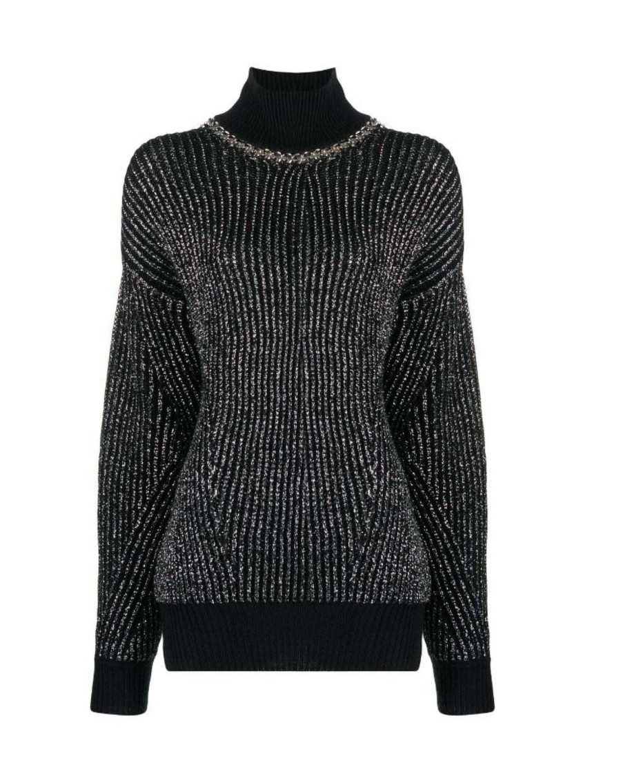 Women John Richmond Knitwear | Mesh With Chain On The Front Black