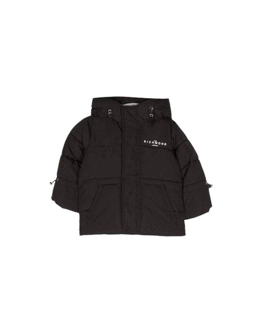 Kidswear John Richmond | Down Jacket With Logo And Hood Black