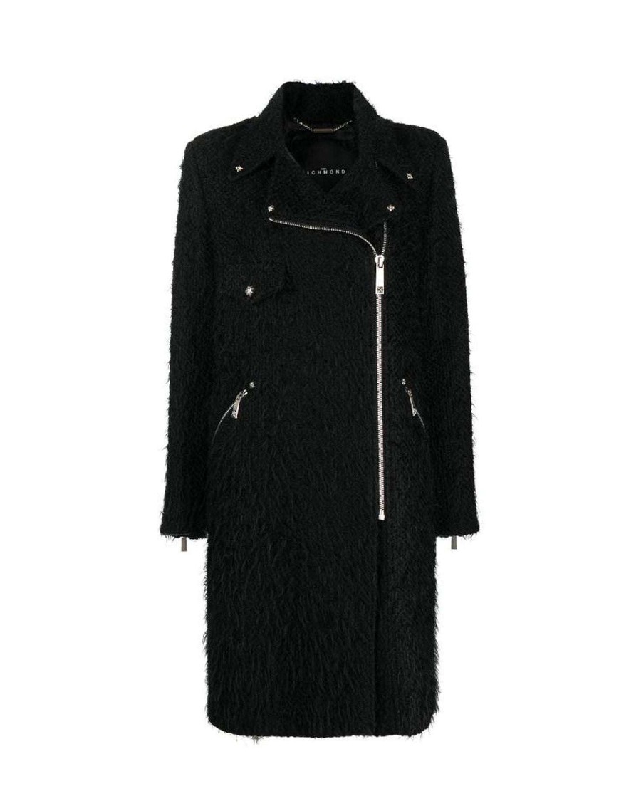 Women John Richmond Outerwear | Long Coat In Fur Black