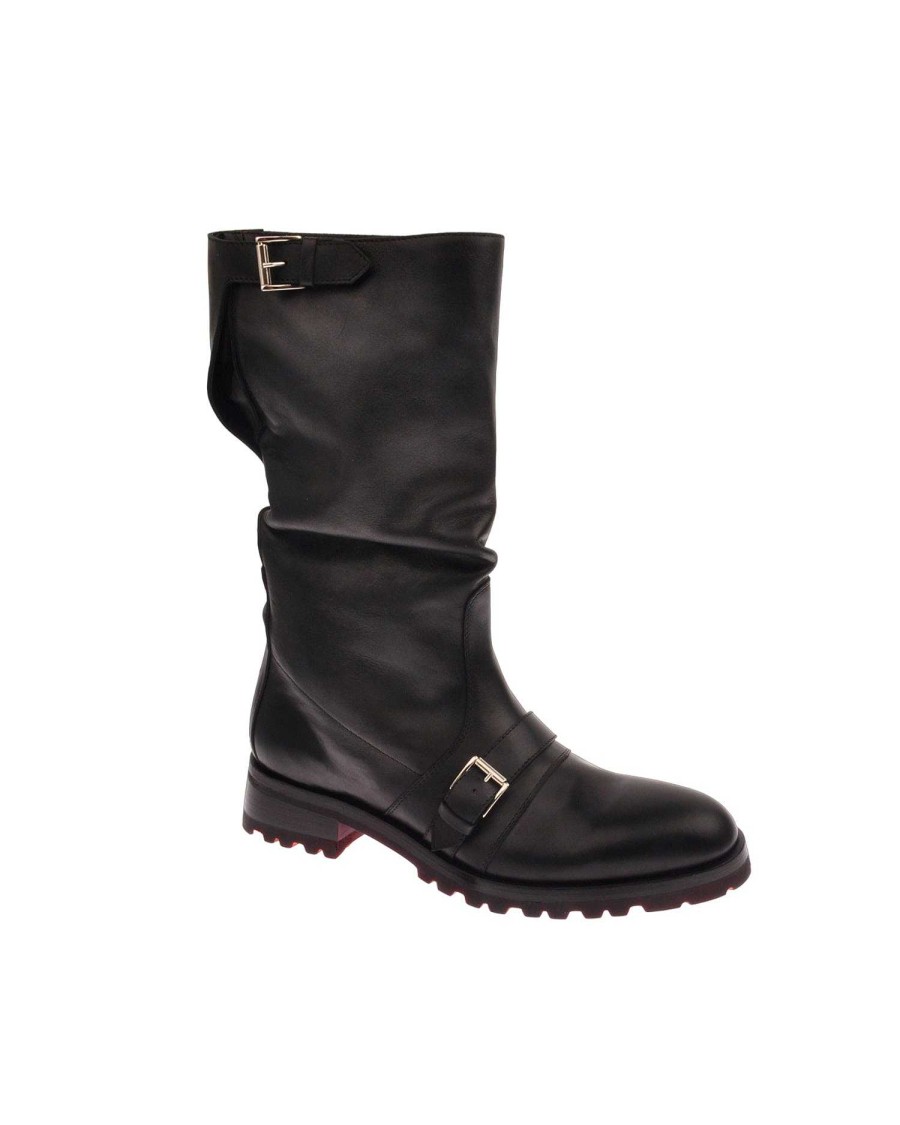 Accessories & Parfums John Richmond | Men'S Combat Boot In Leather Black