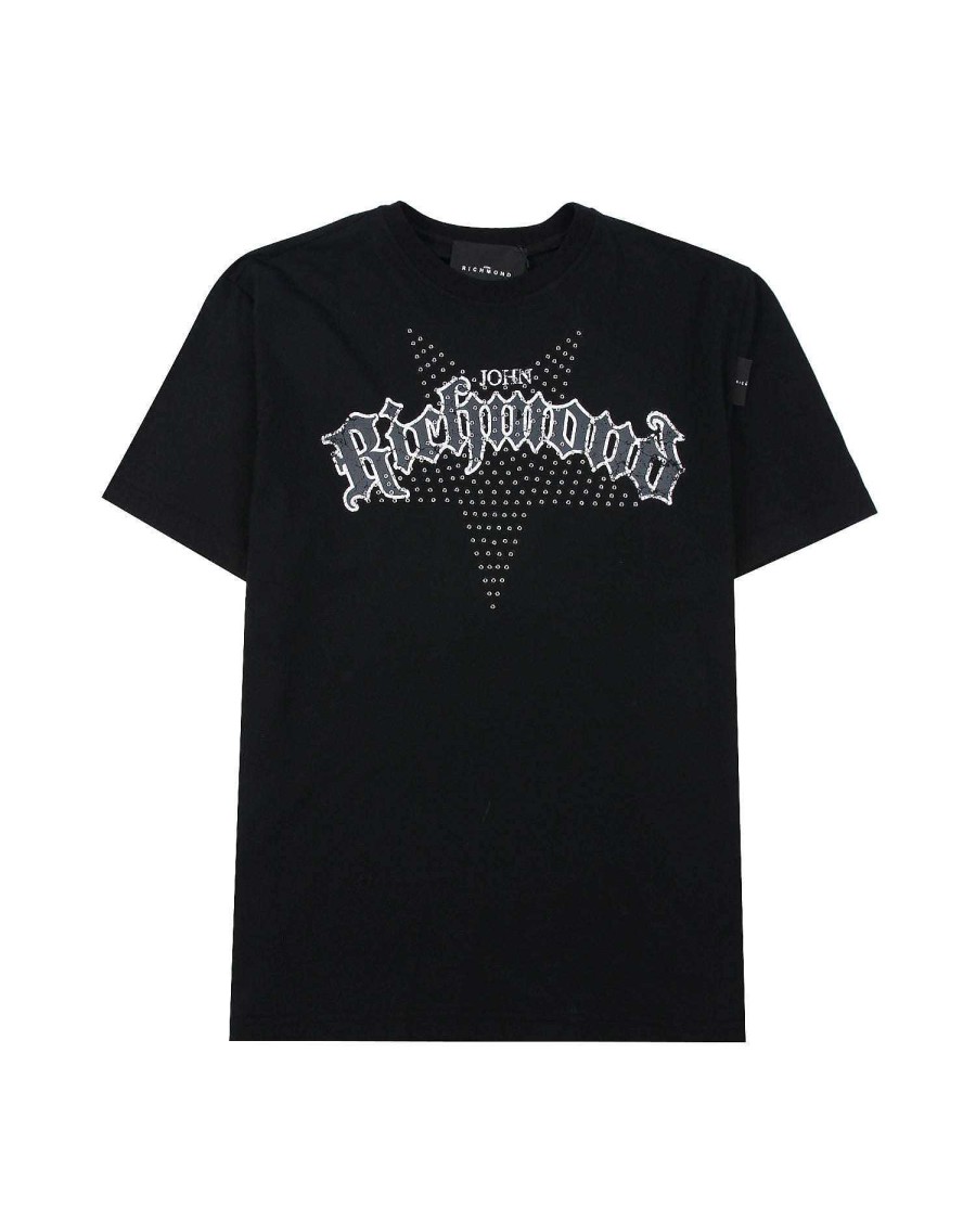 Men John Richmond T-Shirts | T-Shirt With Star Logo Black