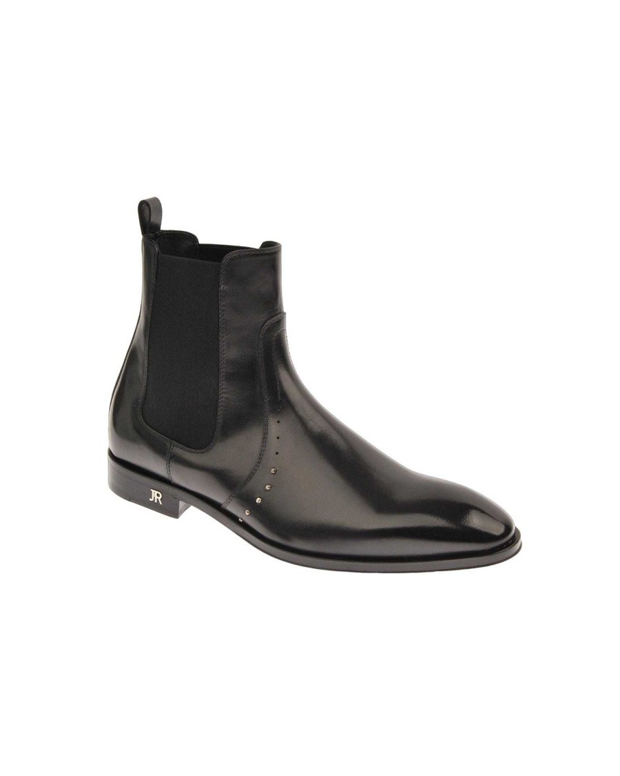 Men John Richmond Footwear | Men'S Ankle Boot In Leather Black