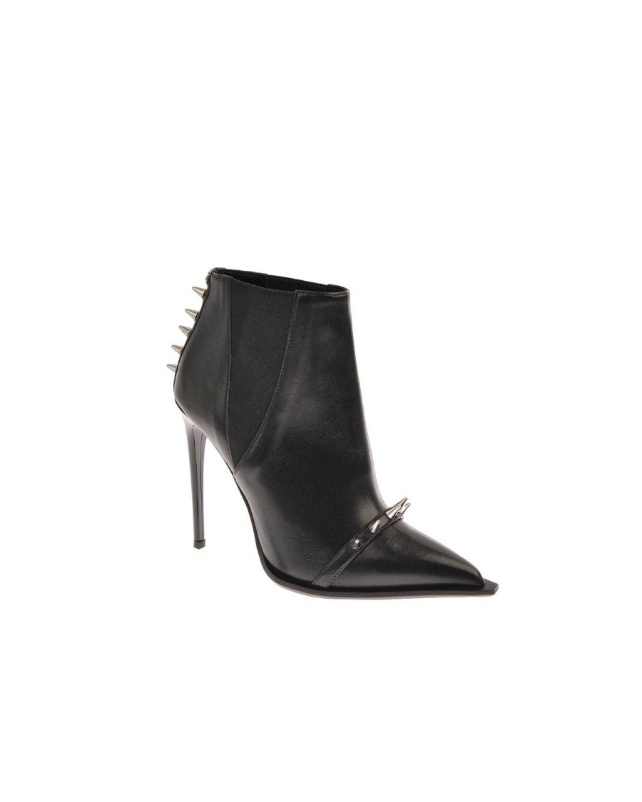 Women John Richmond Footwear | Ankle Boot With Stiletto Heel And Studs Black