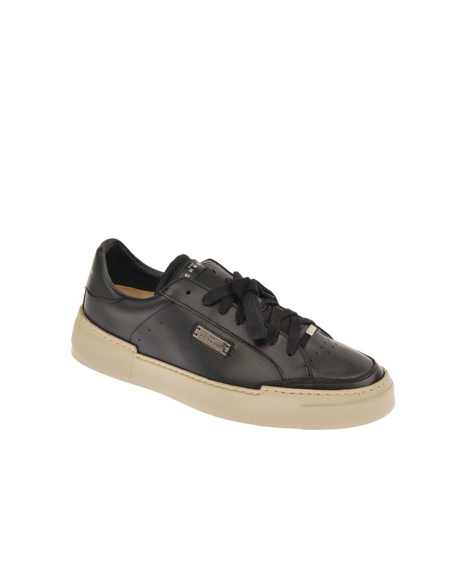 Men John Richmond Footwear | Men'S Sneaker In Leather Woth Contrasting Detail Black