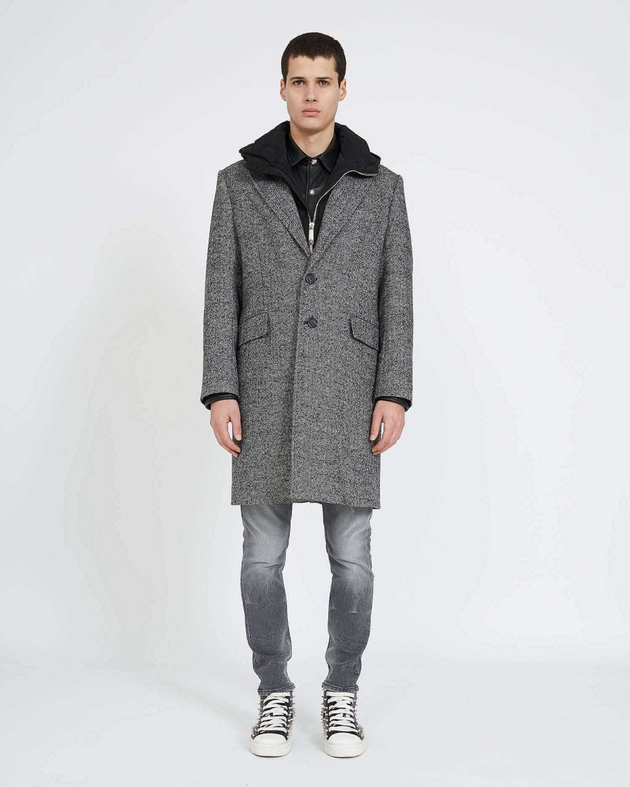 Men John Richmond Outerwear | Long Coat With Sweatshirt Inside Black