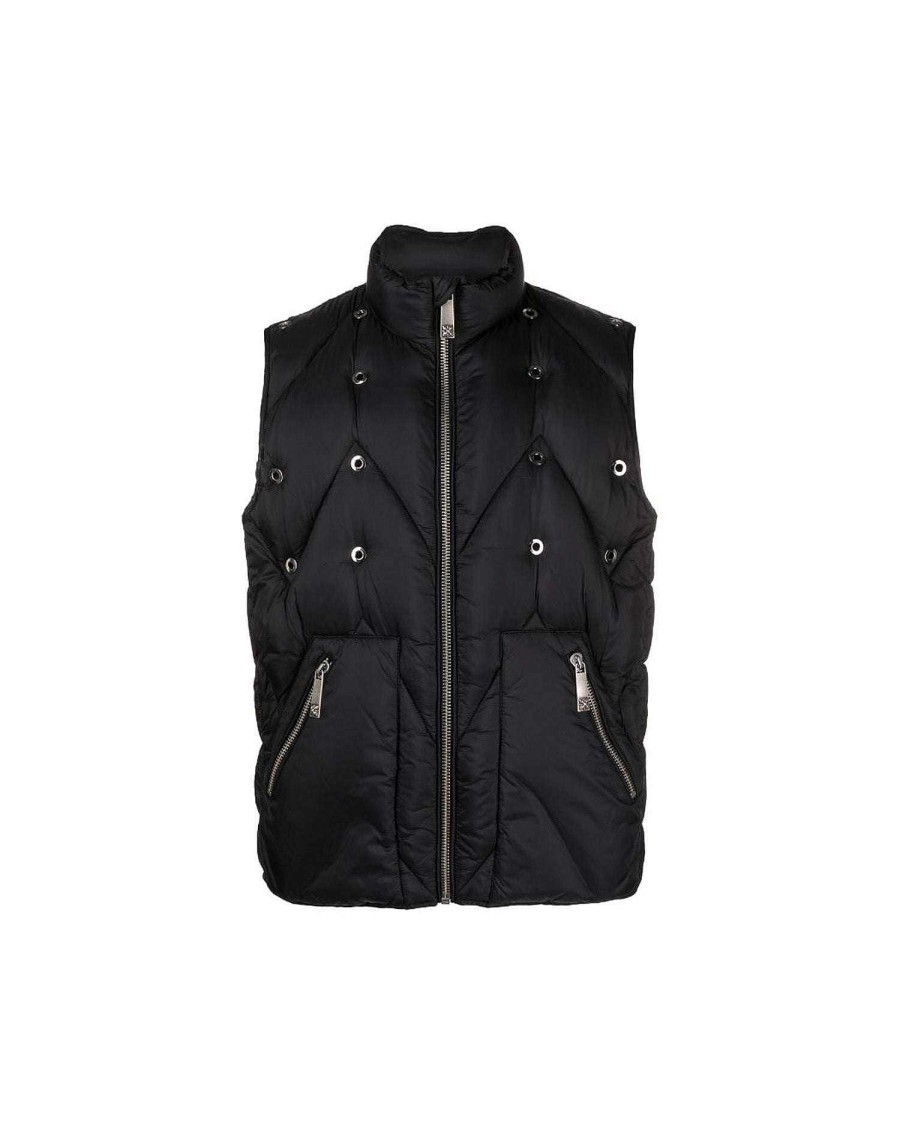 Men John Richmond Outerwear | Gilet Imbottito Con Decorazione Black