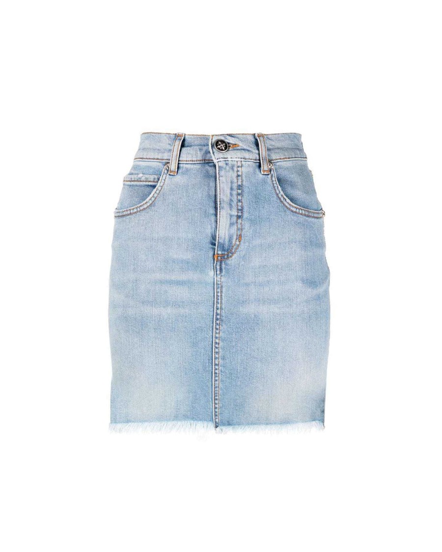 Women John Richmond Skirts | Miniskirt With Fringed Hem Light Blue