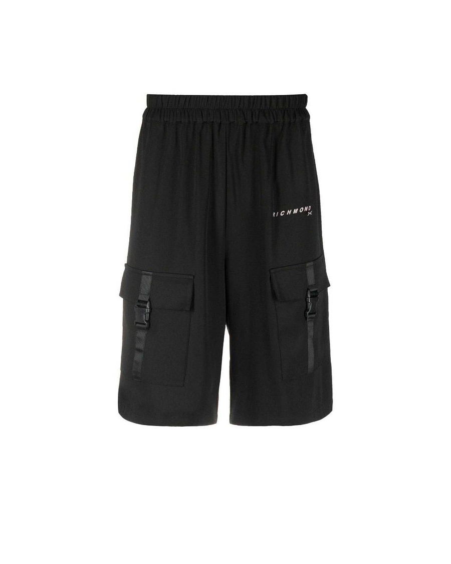 Archives John Richmond John Richmond | Bermuda Shorts With Contrasting Logo And Pockets With Leg Straps Black