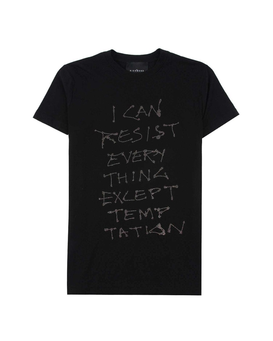 Women John Richmond T-Shirts | T-Shirt With Print On The Front Black