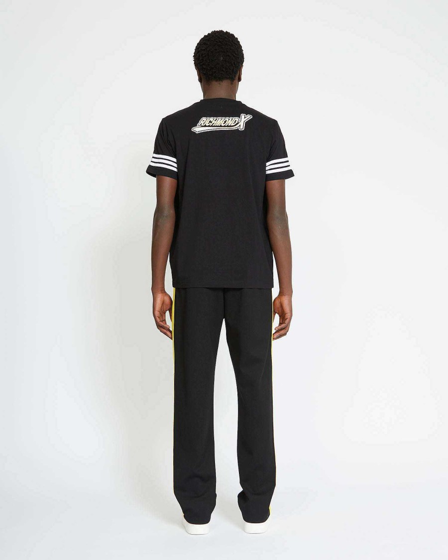 Men John Richmond T-Shirts | T-Shirt With Logo On The Back And Side Bands On The Sleeves Black