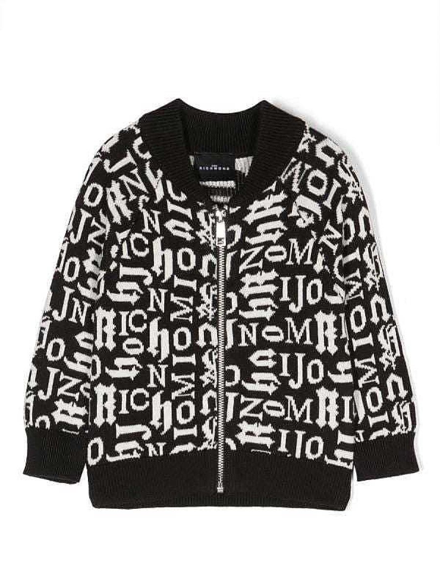 Kidswear John Richmond | Cardigan With An Allover Pattern Black