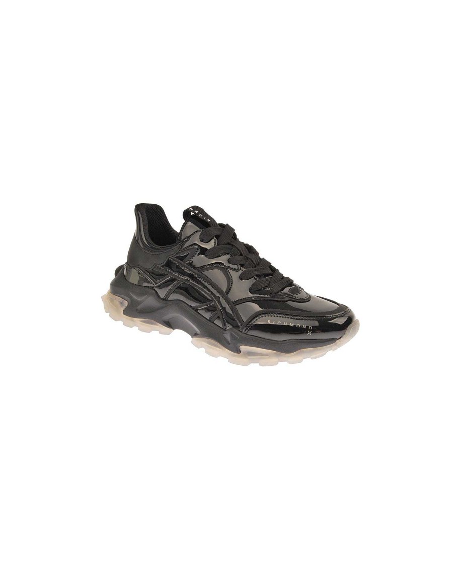 Men John Richmond Footwear | Sports Sneaker In Microfibre With Reliefs Black