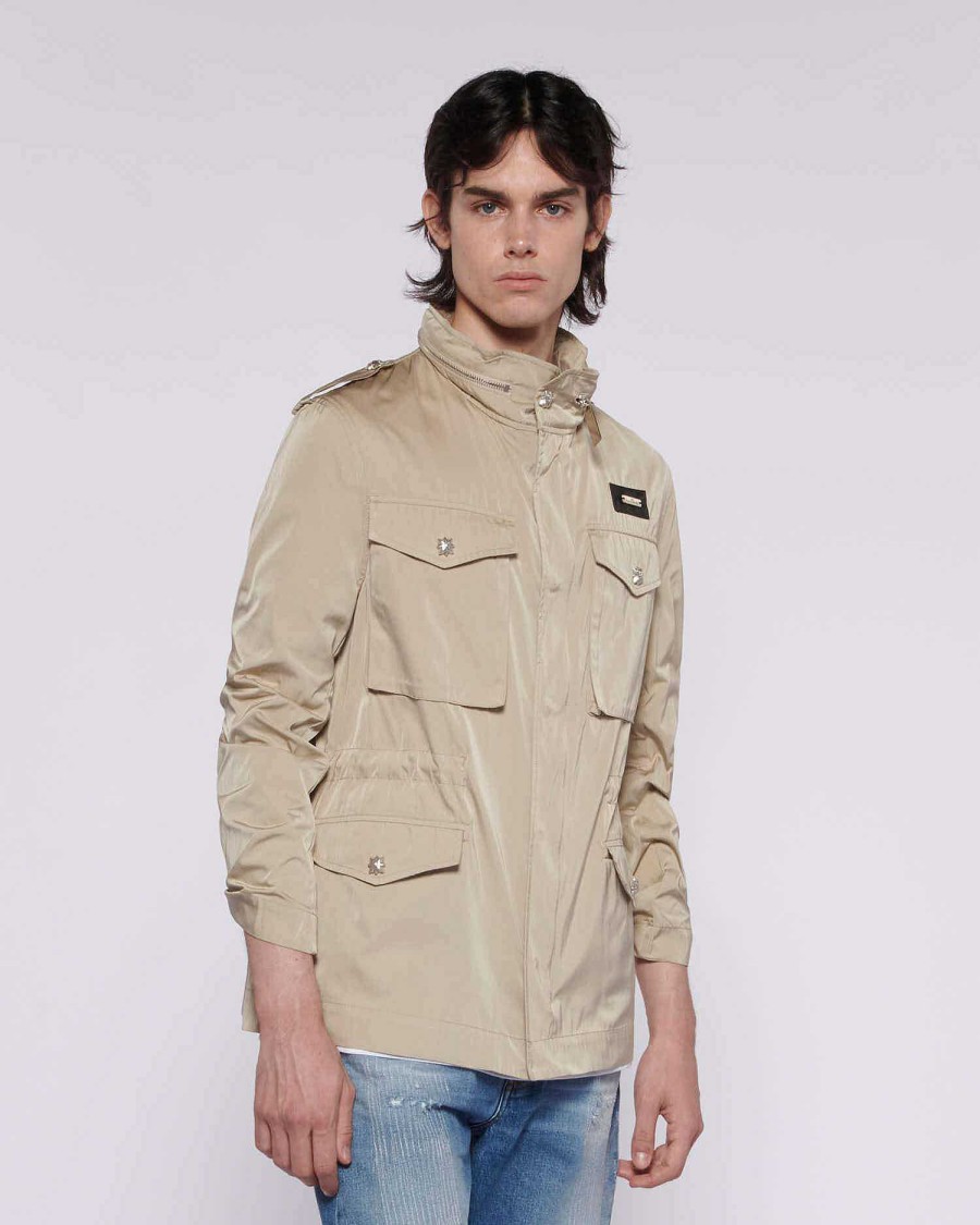 Archives John Richmond John Richmond | Jacket With Logo And Front Pockets Beige