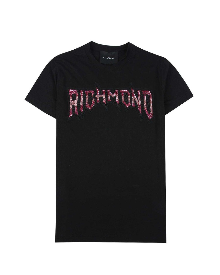 Women John Richmond T-Shirts | T-Shirt With Logo On The Front Black