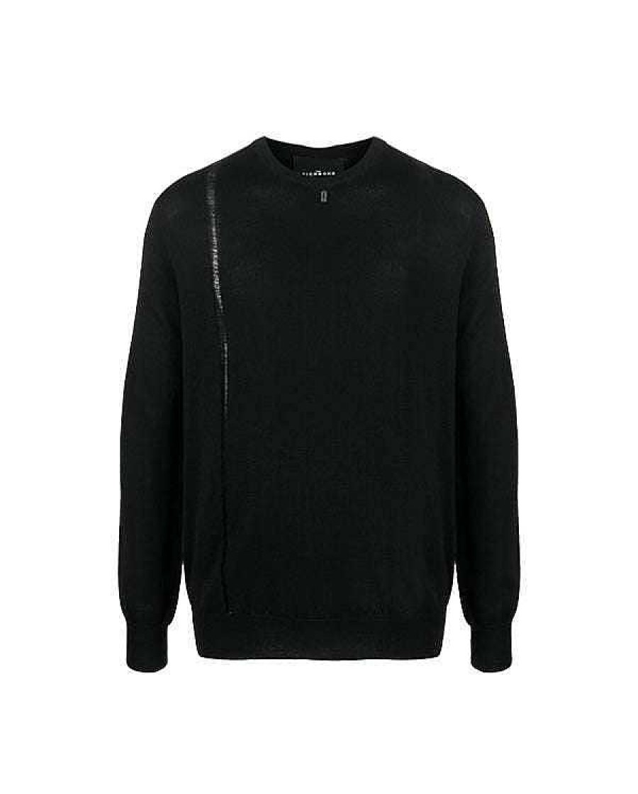 Men John Richmond Knitwear | Knit With Contrasting Edges Black