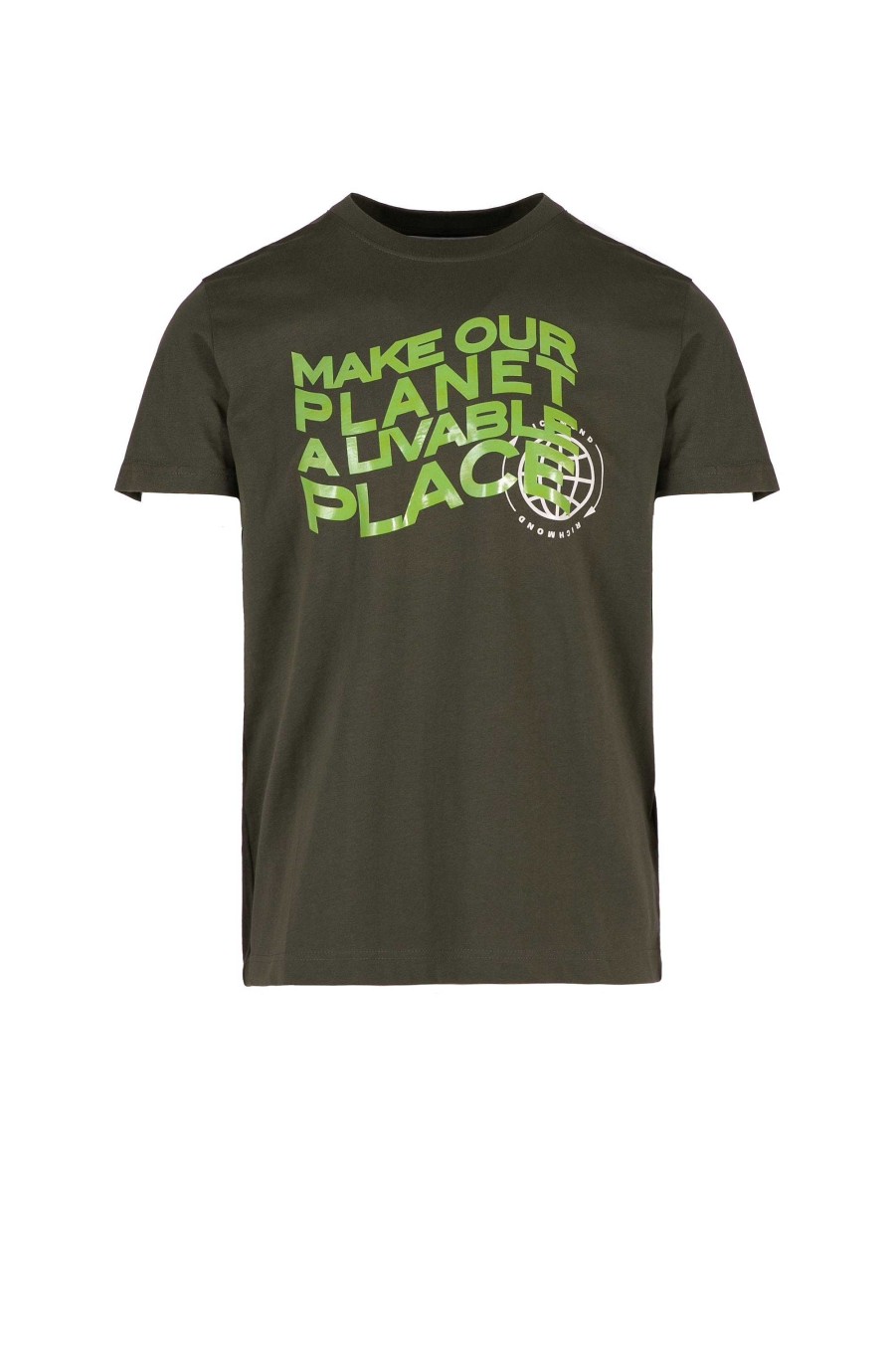 Archives John Richmond John Richmond | T-Shirt With Contrast Print And Logo Green