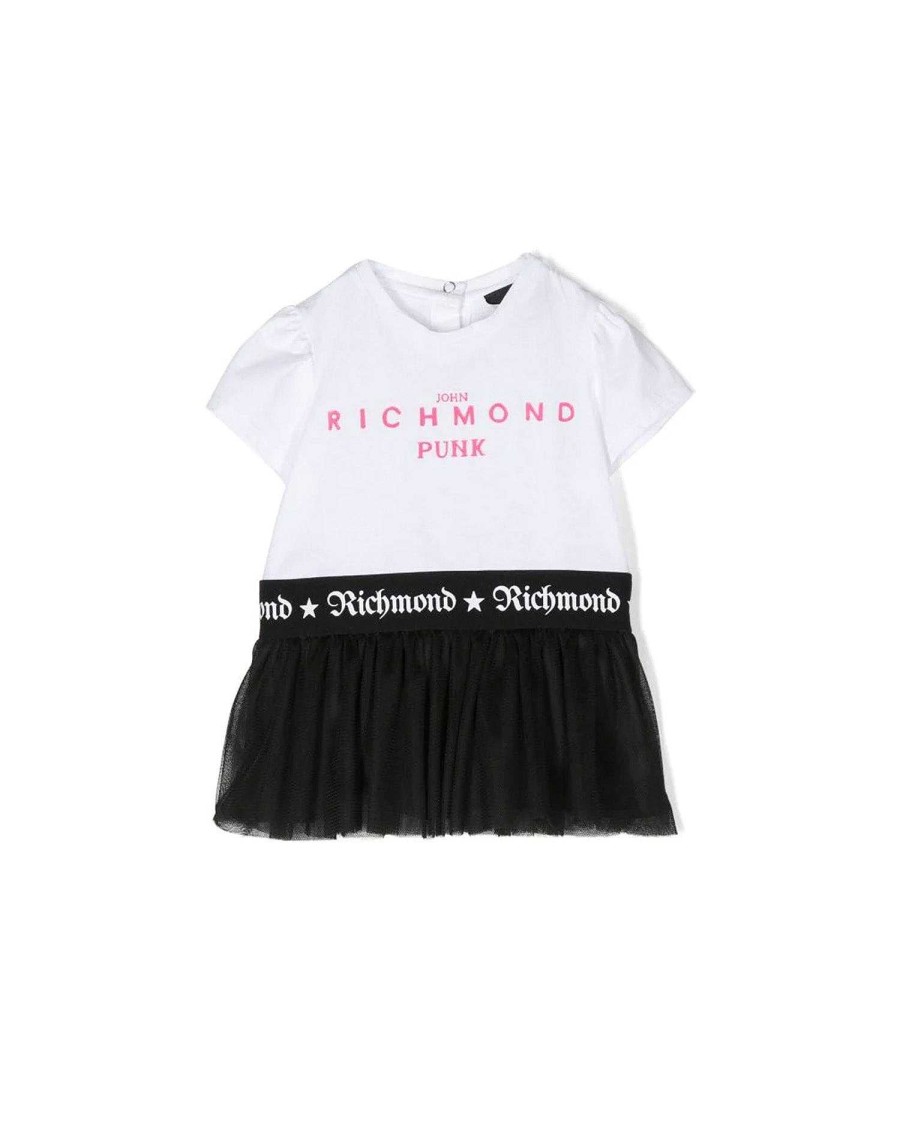 Archives John Richmond Baby (3 - 36 Months) | Dress Combined With Contrasting Writing White Black